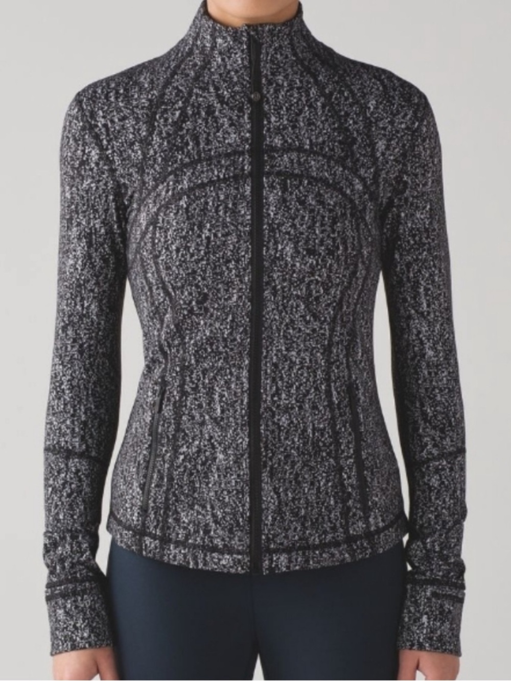 Lululemon Heathered Black & White Zip-Up Active Jacket